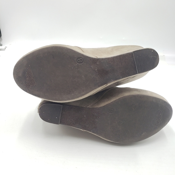 X Appeal Flynn Womens 8 Wedge Bootie Tan Fabric Lace Up 3.5 In Platform - Picture 8 of 9